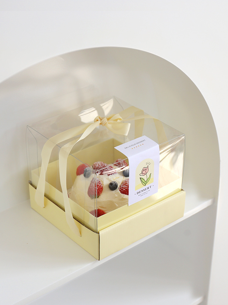 4/6/8寸蛋糕盒子烘焙生日奶油慕斯甜点情人节透明手提包装盒批发