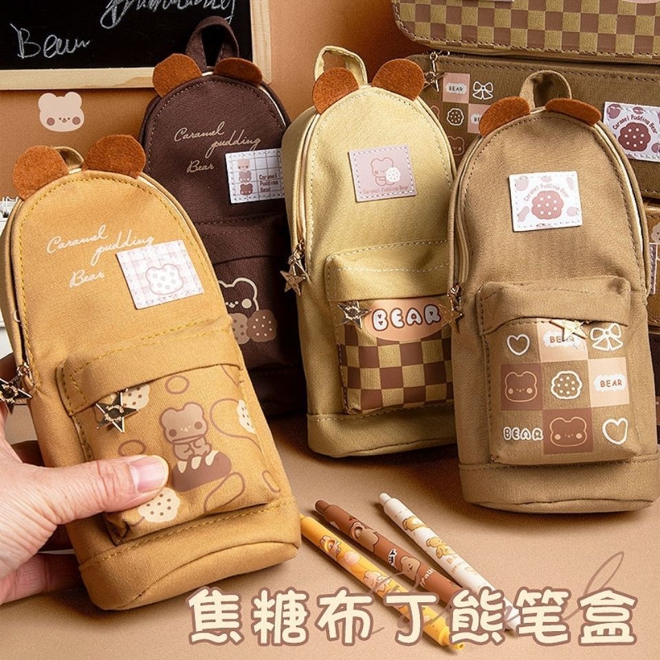 小熊笔袋ins日系文具袋女孩男学生大容量高颜值ins流行帆布文具盒