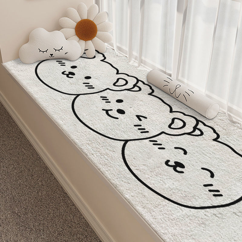 小清新ins卧室床边毯家用大面积撸猫感地毯卡通仿羊绒飘窗客厅垫