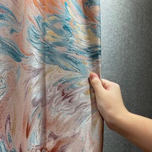 厂家2021新款高精密提花复古色织抽象轻奢成品窗帘靠包布沙发面料
