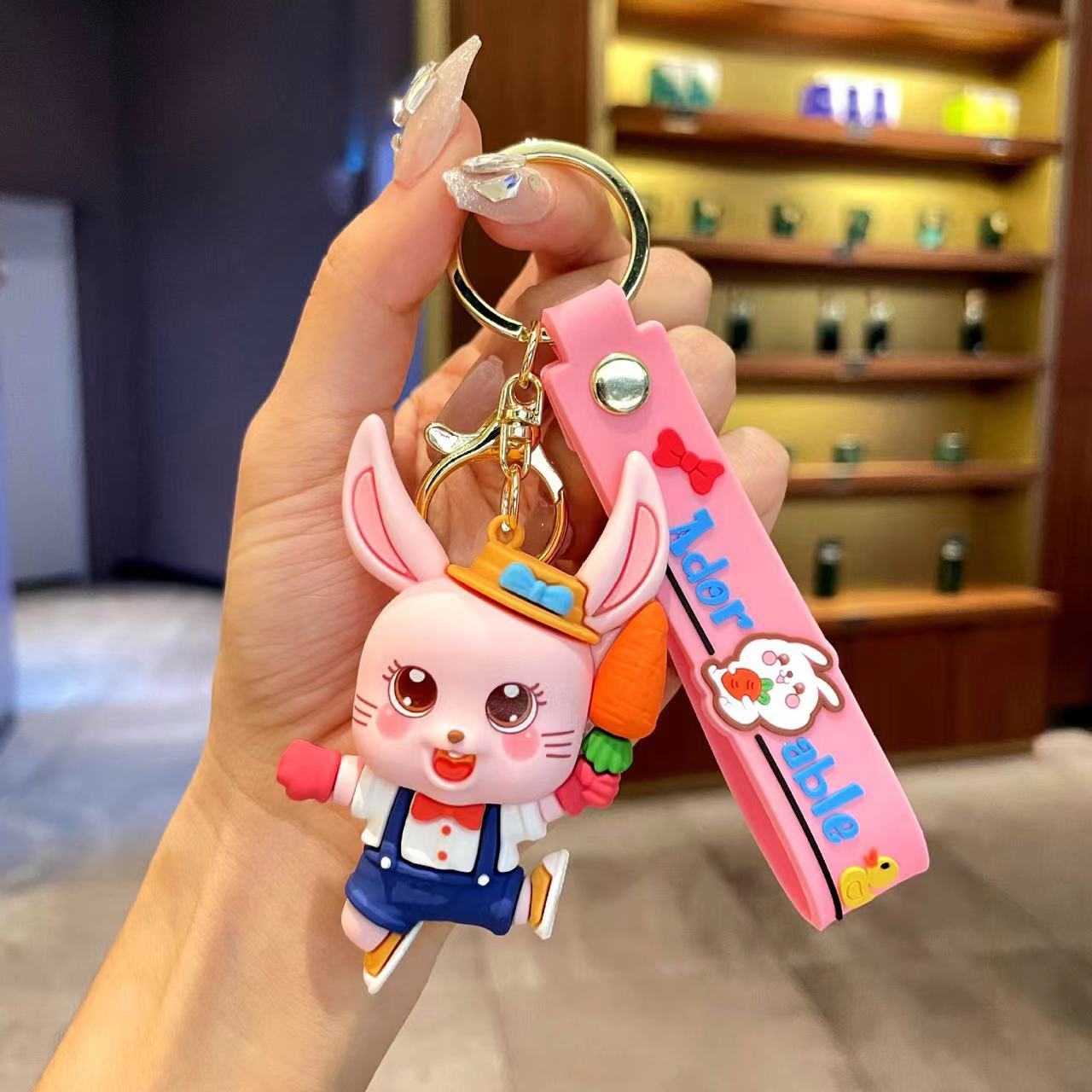 Cartoon Rabbit Cute Silicone Doll Keychain Pendant Bugs Bunny Doll and Bag Car Small Ornaments Couple Gift