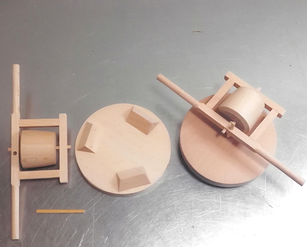 木制品拼粘小农具模型 学生手工制作材料包半成品用品散件碾子