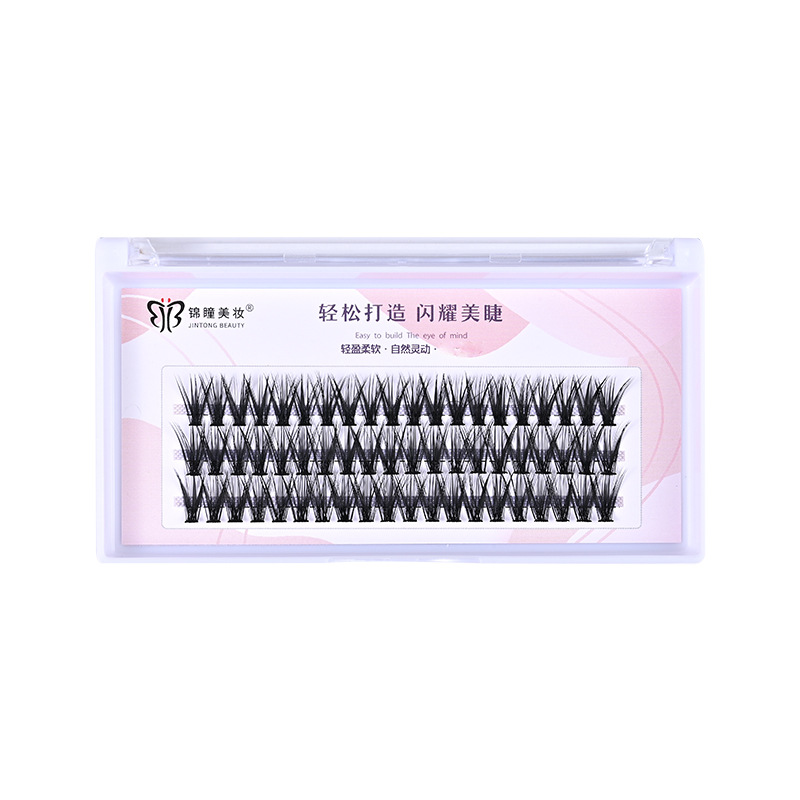 Three-Row 40P False Eyelashes Self-Grafting Hot Melt Individual False Eyelash Thick Simulation Segmented Black Stem Single Cluster False Eyelashes