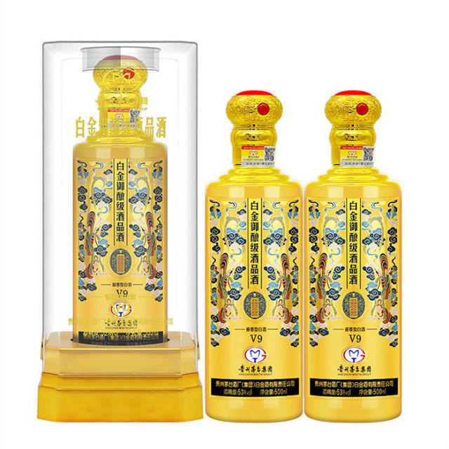 白金御酿v9金色 53度大曲酱香型白酒500mlx6瓶礼节拜访礼盒整箱装