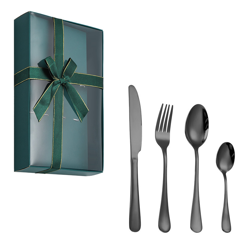 Amazon Stainless Steel Tableware Cross-Border Knife, Fork and Spoon Western Tableware Four-Piece Set Creative Bowknot Simple Gift Set