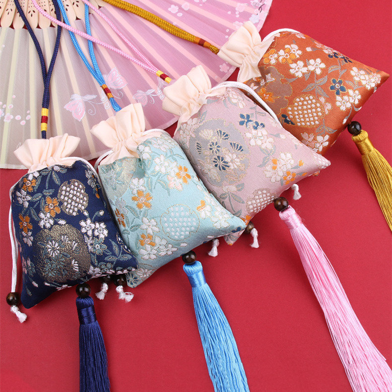 端午香包中药香囊棉麻香包袋刺绣荷包袋锦囊袋流苏款拼接香囊批发