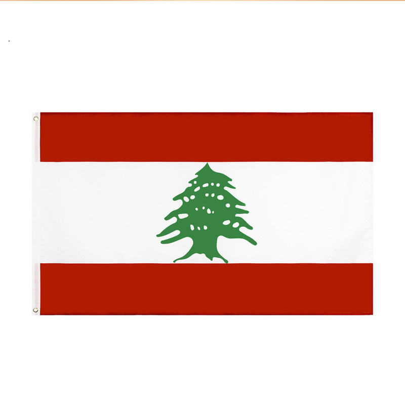 Amazon Lebanon Flag 90 * 150cm Buckle Polyester Flag Digital Printing Lebanon Flag Customization