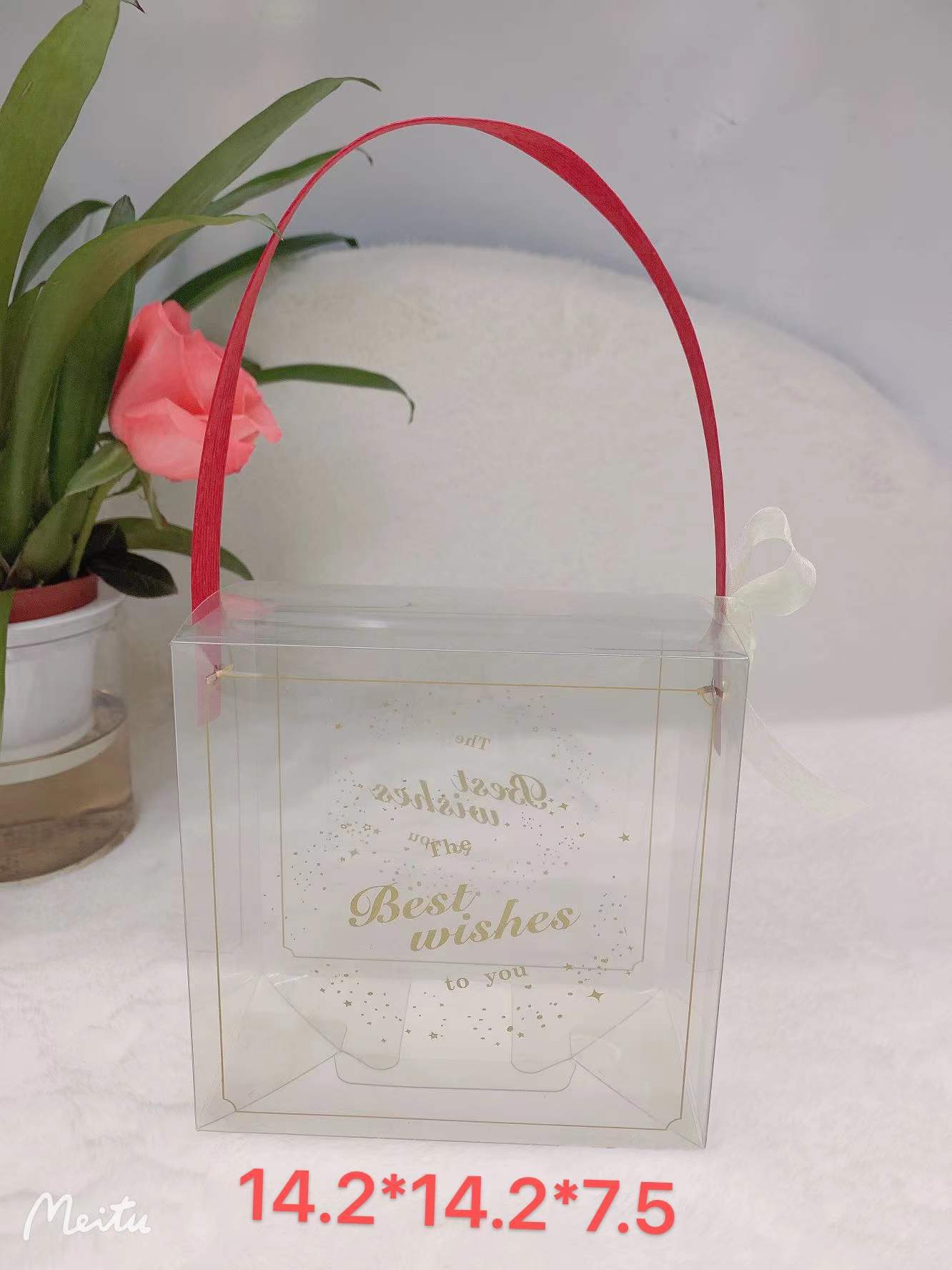 Women's Day Gift Box PVC Transparent Box Candy Hand-Made Packing Boxes Folding Plastic Box Transparent Box Bouquet Gift Box