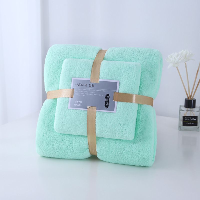 Coral Velvet Bath Towel Set Towel Trimming Thickened Gift Box Water-Absorbing Quick-Drying Combination Bath Two-Piece Set Independent Station