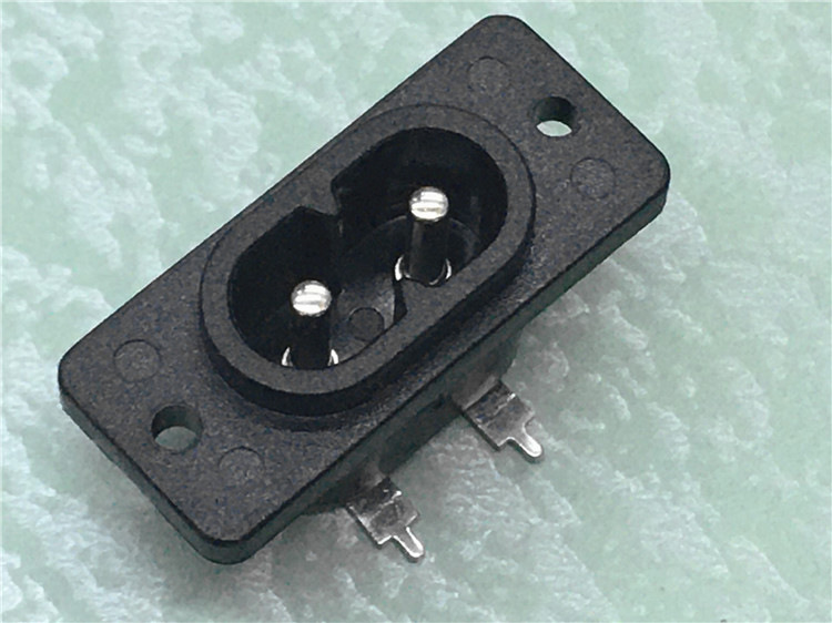 2芯电源座ac005b弯脚八字型梅花母座尾插座带安装孔实芯针插脚