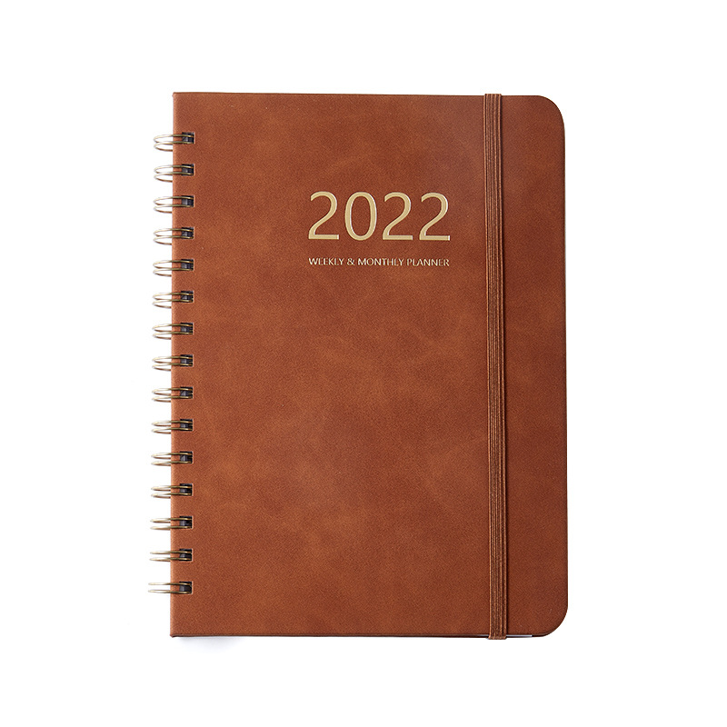 Amazon Weekly Plan Full English Version Schedule Book PU Leather Notebook 2023 Elastic Band Notepad