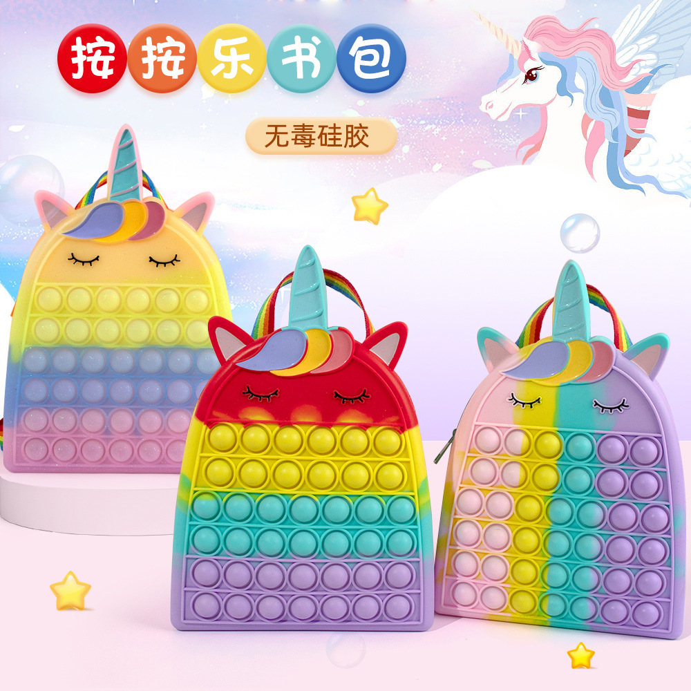 Cross-Border Unicorn Silicone Backpack Deratization Pioneer Children‘s Educational Decompression Bag Waterproof Large-Capacity Backpack Wholesale