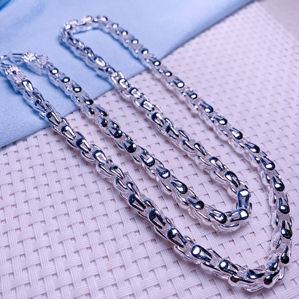 足银999龙头百搭潮男项链泰国纯银男士复古个性简约环套男士送礼