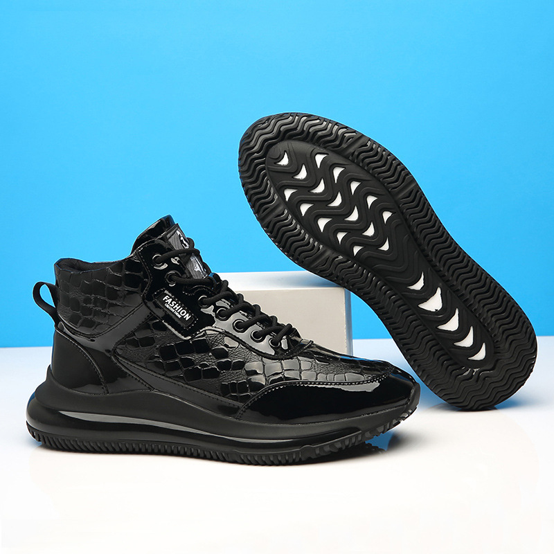 头层牛皮男鞋冬季潮鞋加绒保暖真皮软底运动鞋男二棉气垫高帮鞋