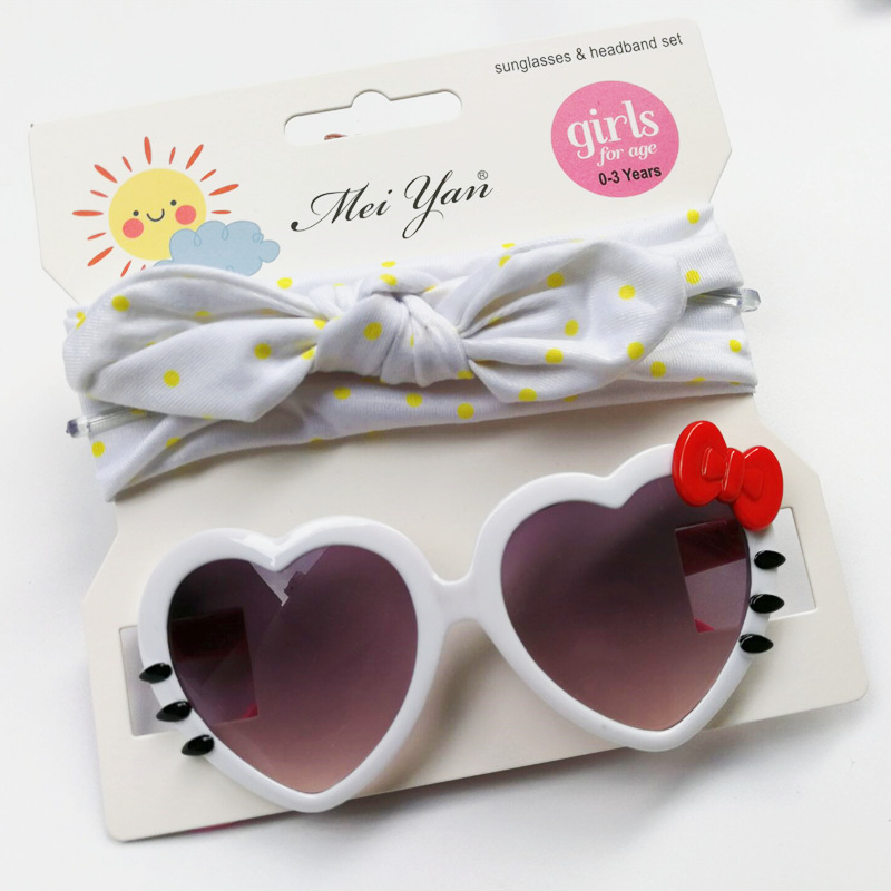 Kids Sunglasses Hair Band Set Baby Uv Protection Sun-Shade Glasses Boys and Girls Cute Heart Shape Sunglasses Fashion