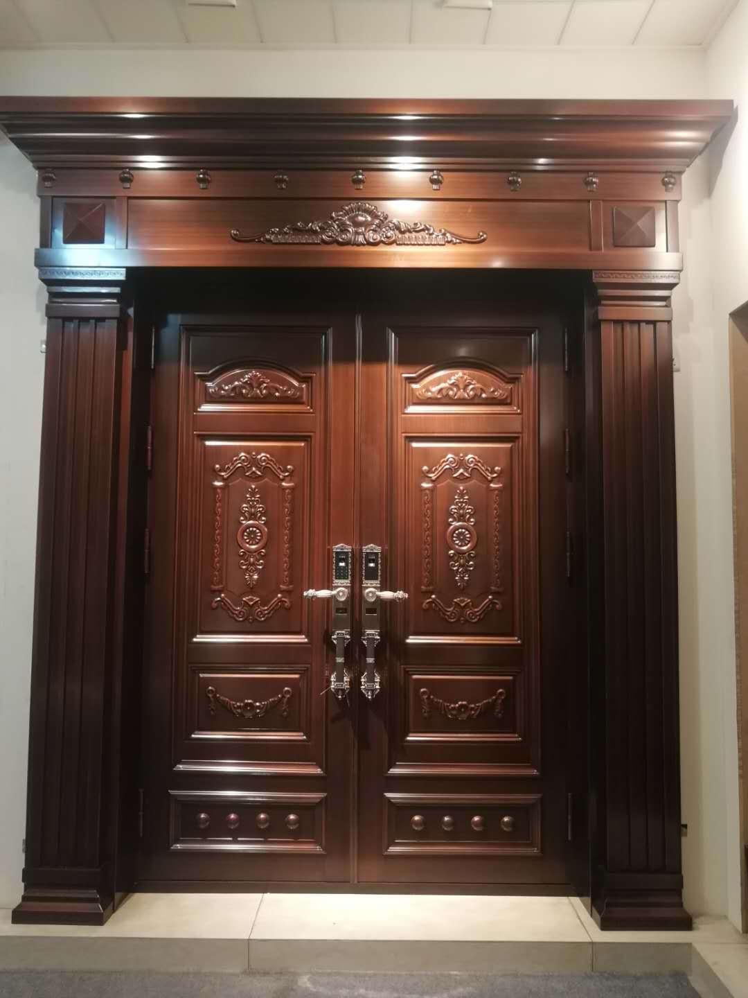 铜铝门进户入户铝合金大门仿铜门别墅大门工程门双开对开四开门