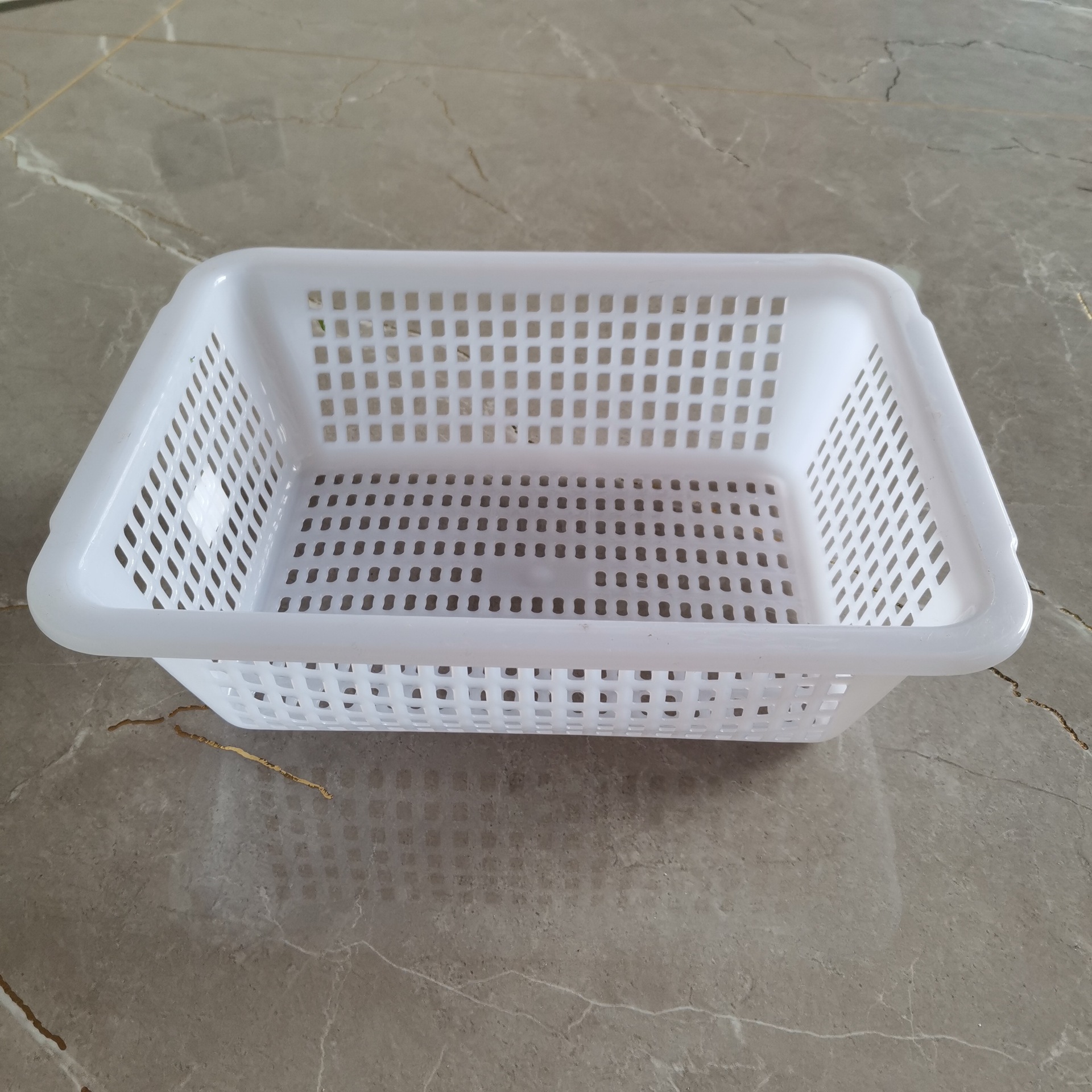 加厚全新熟胶白色长方形方筛收纳滤水配货方筐洗菜漏孔沥水塑料篮
