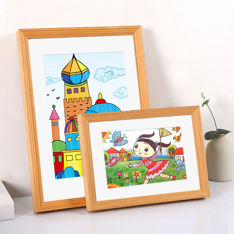 儿童创意画框装裱挂墙四4开816寸相框幼儿园美术作业绘画画室a4