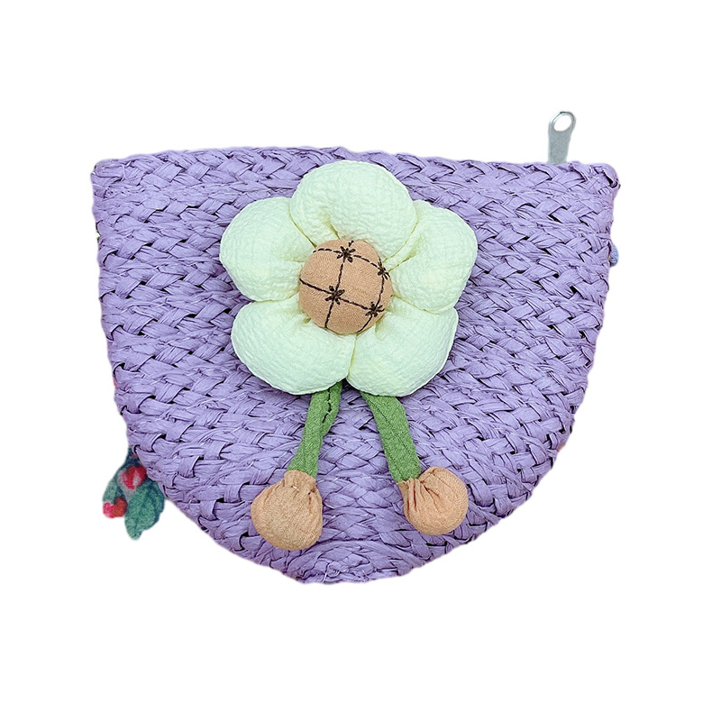 Sweet Fashion Straw Woven Beach Bag Ladies Change Key Case SUNFLOWER New Shell Bag Hand-Woven Bag