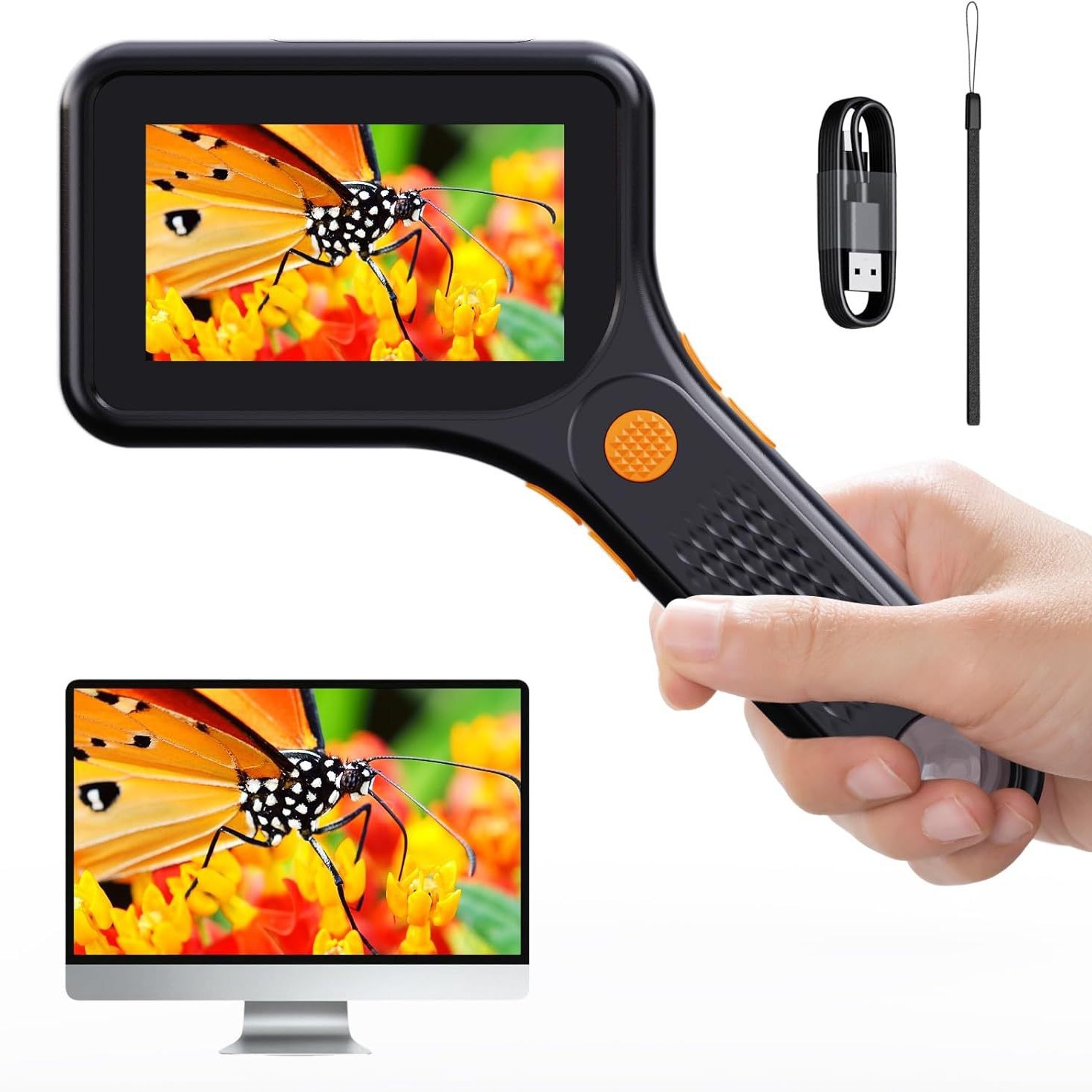 跨境新品高清便携式手持数码显微镜自动对焦儿童教学电子显微镜