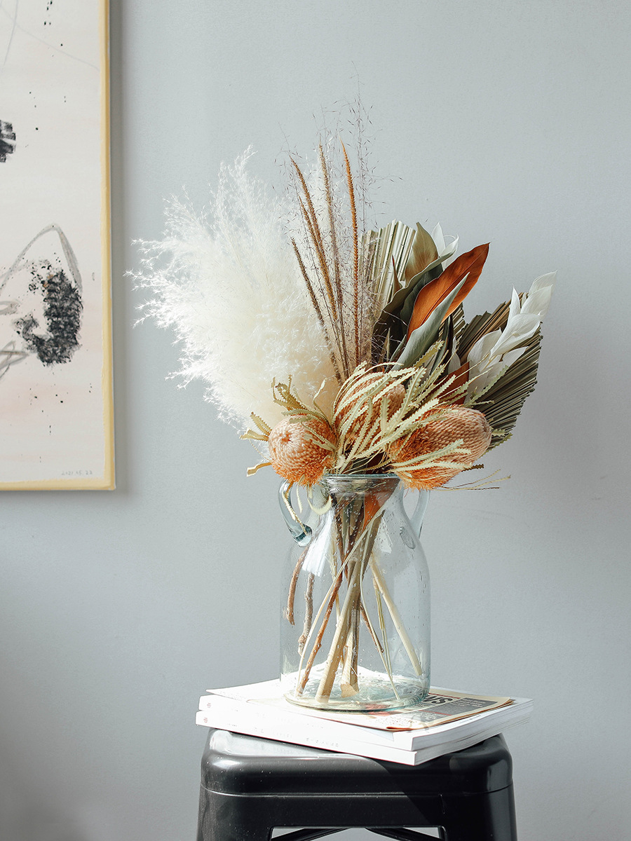 北欧轻奢班克木芦苇干花花束成品套装家庭办公室餐桌插花摆件