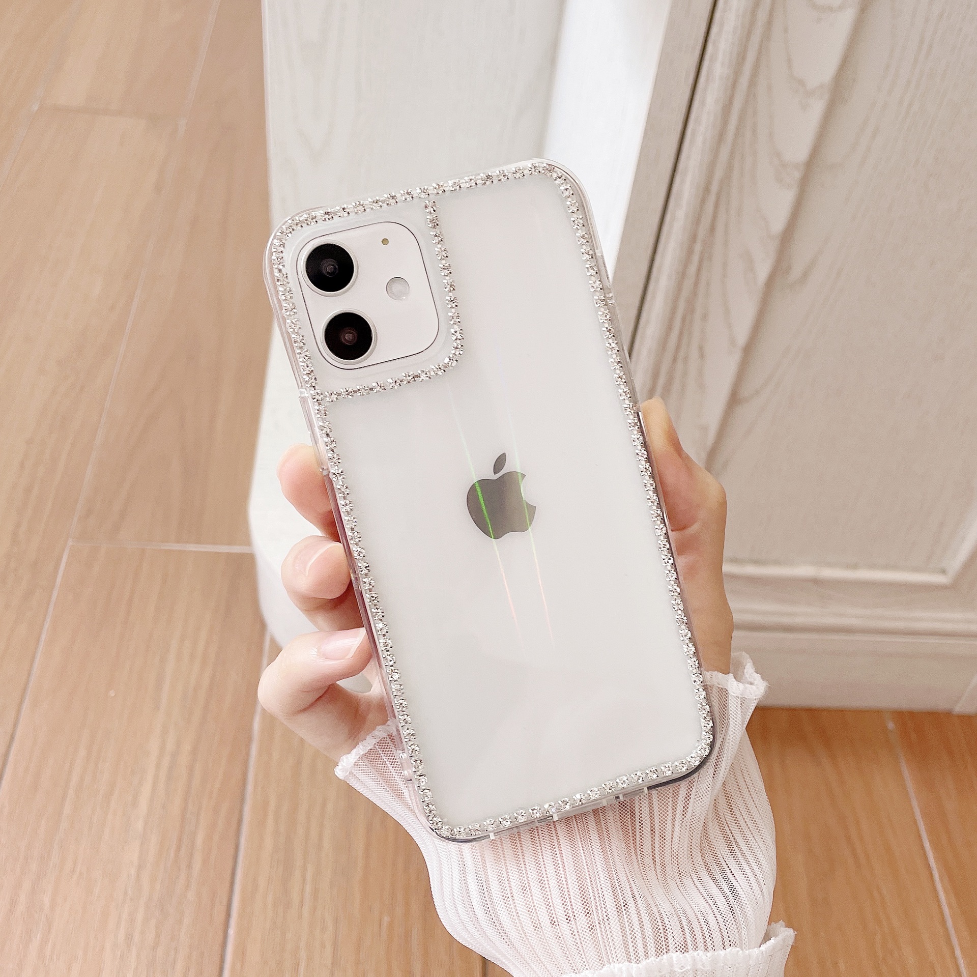 极光带钻适用苹果12promax亚克力手机壳iphonexr 11炫彩保护套xs