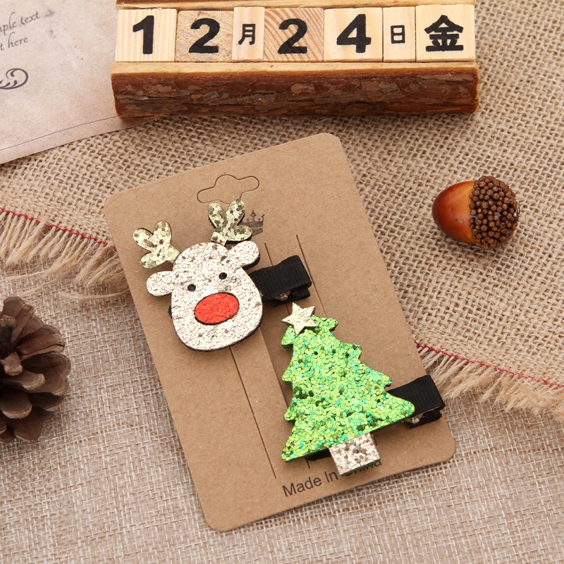 New Cute Christmas Suit Barrettes Christmas Elk Old Man Hairpin Creative Decoration Duckbill Clip Wholesale