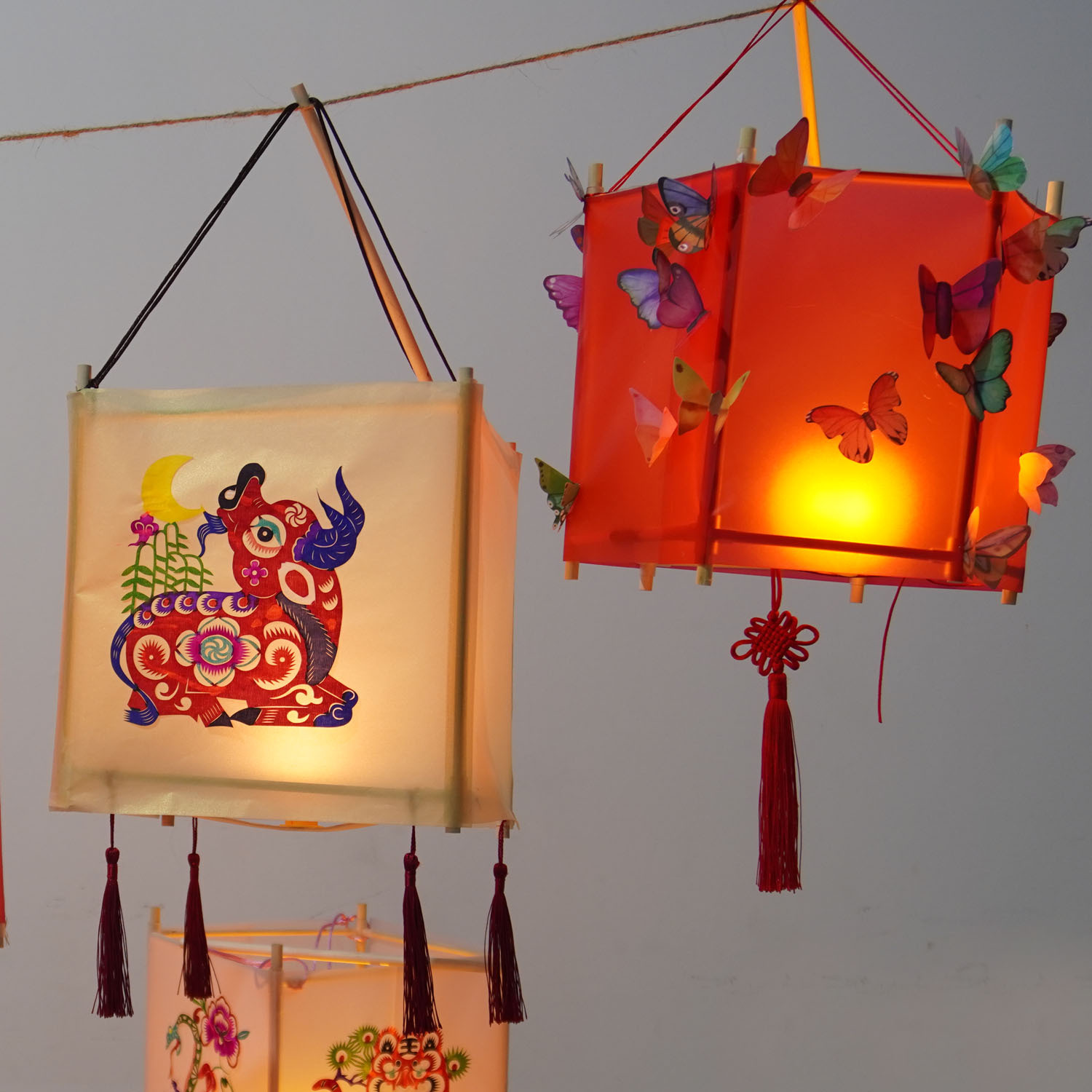 儿童元宵灯笼diy手工材料包制作节纸灯小幼儿园手提发光传统宫灯