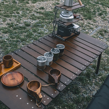 AOLU户外便携式露营野营野餐折叠桌实木一体式八角蛋卷桌风琴桌子