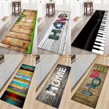 跨境创意定制字母彩虹音符长条厨房家用防滑地垫地毯