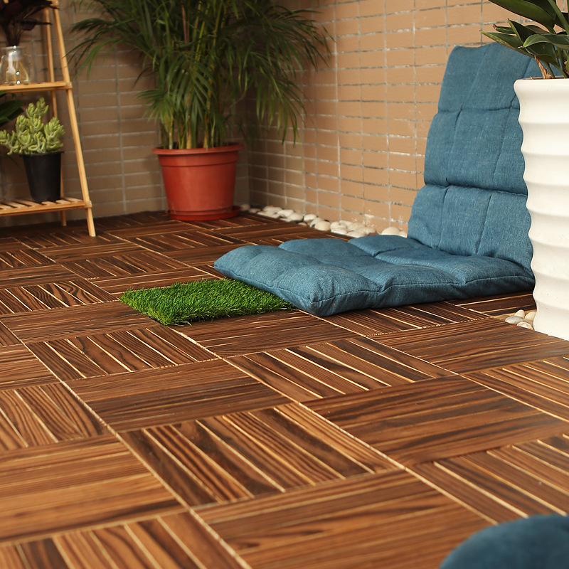 阳台地板自铺改造室外防腐木铺装户外拼接庭院木塑地面铺设实木