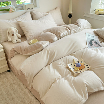 牛奶绒四件套 亲肤纯色绒被牛奶绒 澳盈家居简约加厚单人双面