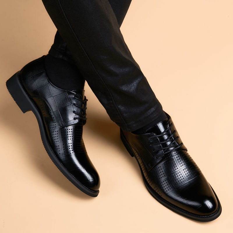 男鞋夏季皮鞋男款年轻人帅气商务正装透气男凉鞋2022新款潮内增高