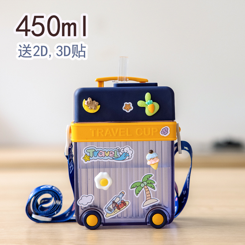 Factory Direct Sales Wholesale Creative Cartoon Luggage Straw Cup Printing Advertising Mold Opening Oem