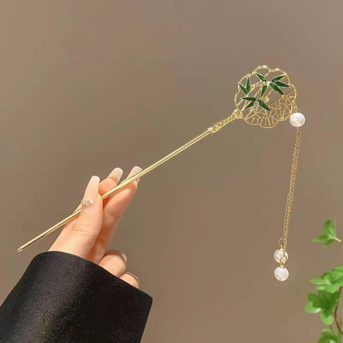 国风汉服流苏发簪新中式古装简约现代高级感簪子步摇2023新款发钗