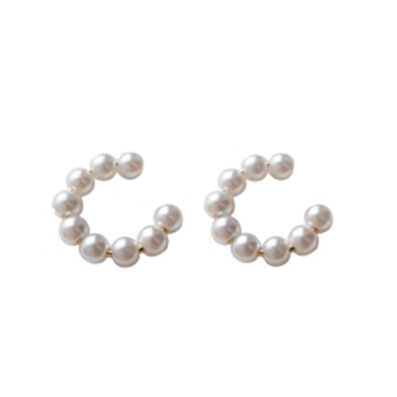 Korean Dongdaemun Sweet C- Shaped Pearl Earrings Temperamental Minority Ear Ring Fairy Style Ins Style Ear Clip Ear Clip