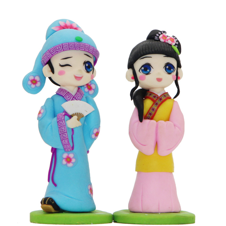 软陶摆件手工软陶制作婚庆礼物才子佳人景区货源婚庆手办公仔摆件