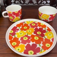 现货 2024春 Marimekko Unikko彩色咖啡杯小碗绿梨马克杯Tori圆盘