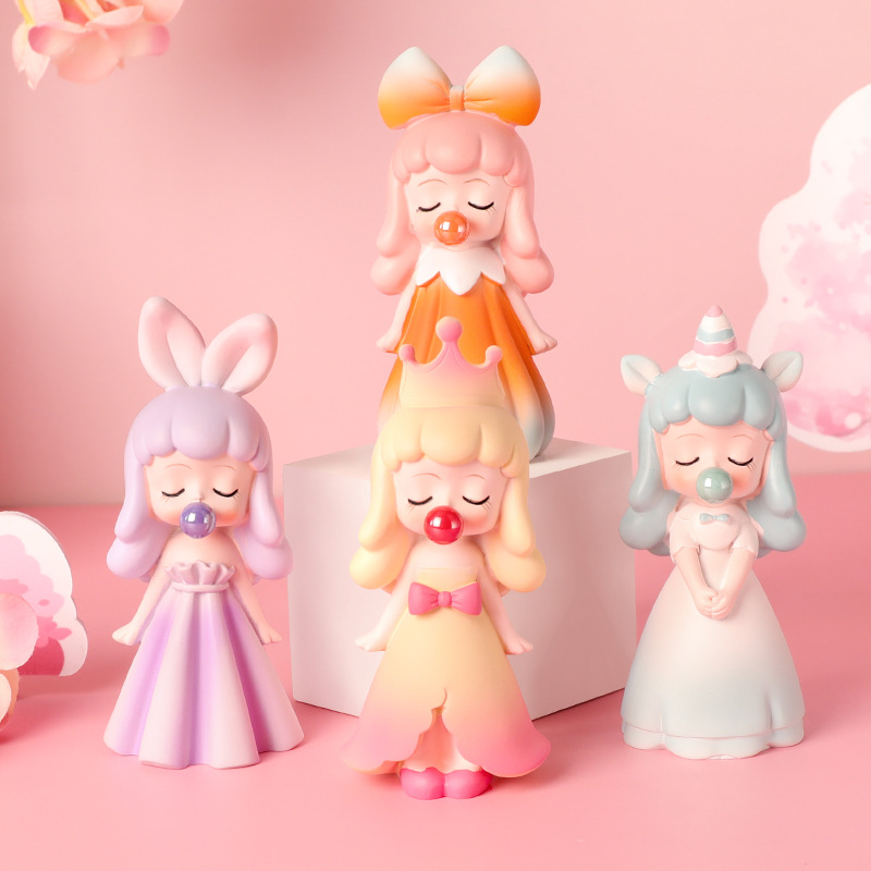 可爱梦幻吹泡泡少女盲盒蛋糕烘焙装饰摆件送同学随机惊喜小礼物