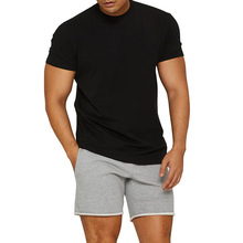 肌肉健身男兄弟春夏新款运动休闲跑步修身弹力纯色光板棉短袖T恤