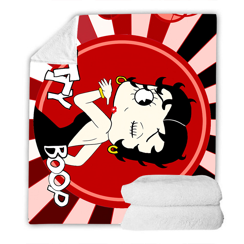 亚马逊跨境贝蒂bettyboop热转印毛毯 法兰绒毯子羊羔绒沙发盖毯