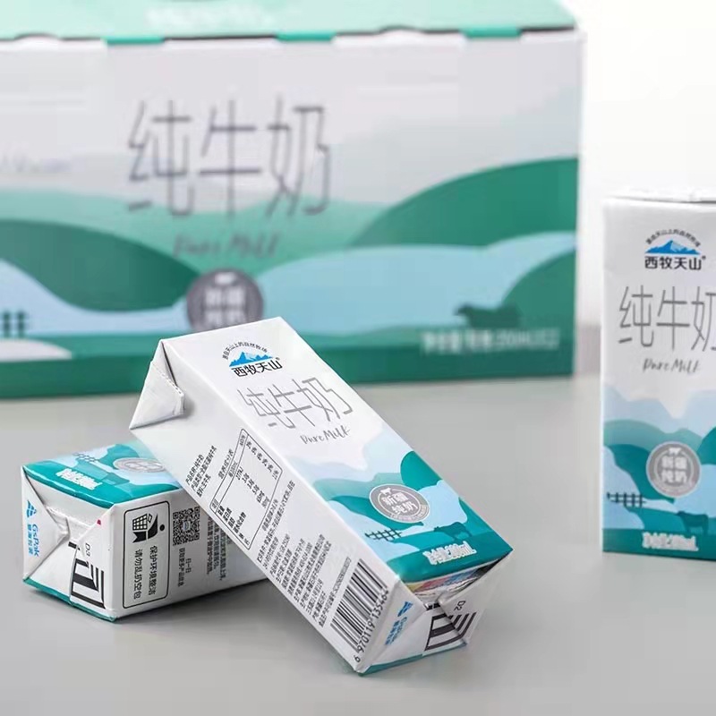 新疆西牧天山纯牛奶利乐砖全脂牛奶200ml*12盒整箱学生营养常温奶