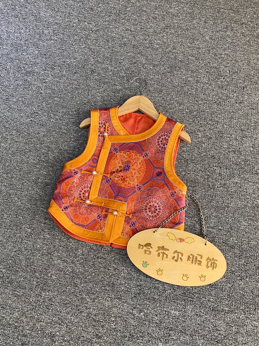 哈布尔服饰 儿童小马甲 蒙古袍 民族风背心 手工扣子 新款-阿里巴巴