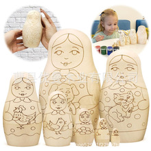 现货工厂创意简约DIY绘画套娃大肚子彩绘俄罗斯套娃白胚玩具