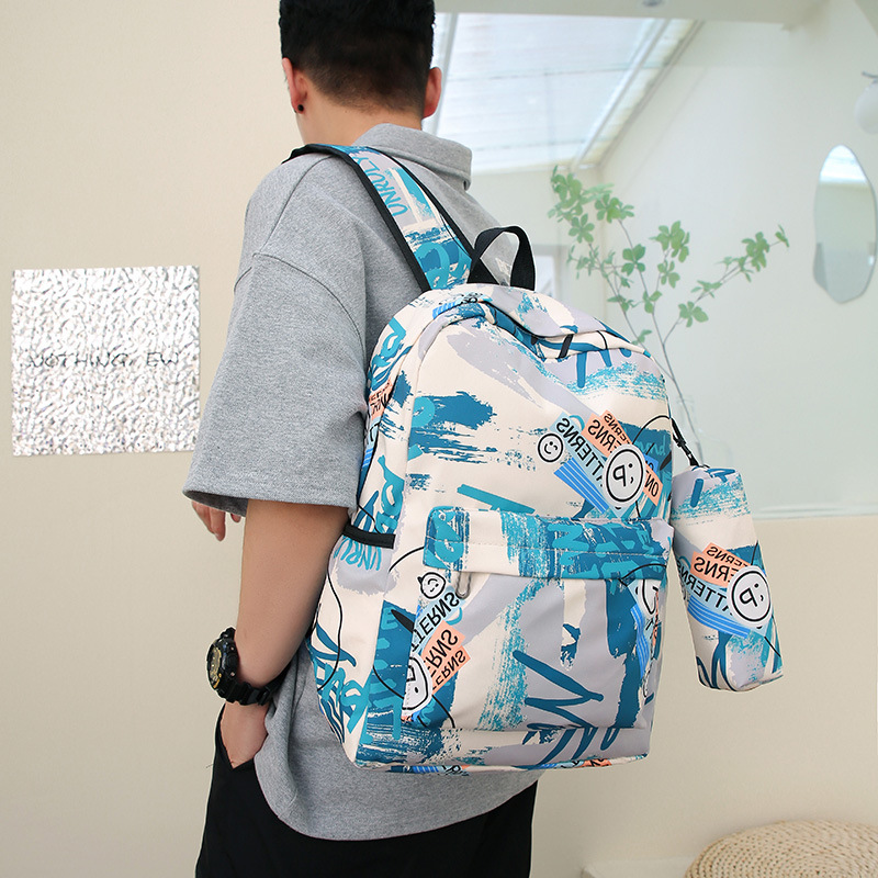 Large Capacity Backpack Printed Bag New National Fashion Ins Style College Students' Backpack Junior High School Student Bag High School Student