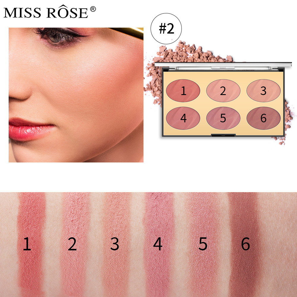 Missrose Multi-Color Blush Repair Matte Blush Wholesale Tipsy Thin and Glittering Gradient Makeup Special Blusher Plate