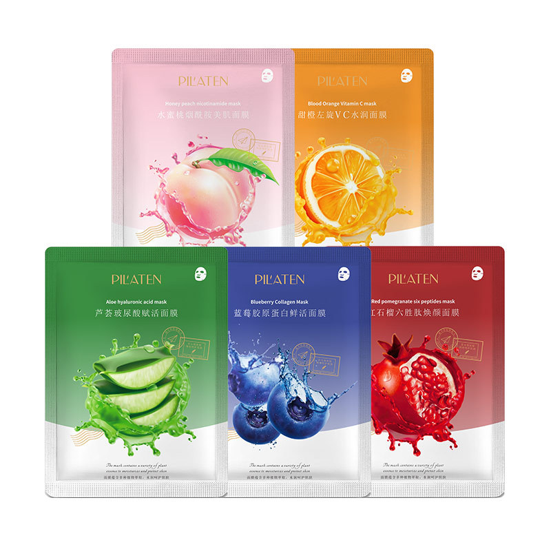 Fruit Mask 10 Pieces Plant Extract Skin Beauty Aloe Sweet Orange Hydrating Even Delicate Skin Color Moisturizing Cross-Border Supply