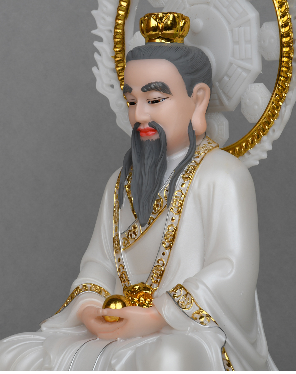 三清道教祖师爷神像家用合成汉白玉佛像珍珠白太上老君元始天尊