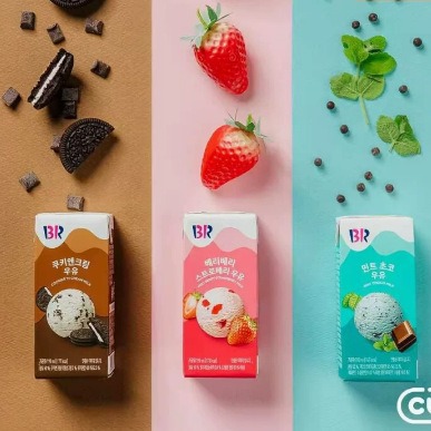 韩国进口br芭斯罗缤冰淇凌薄荷巧克力味牛奶饮料儿童早餐含乳饮品
