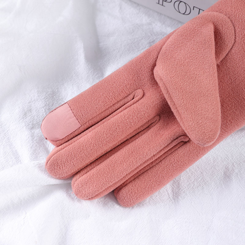 N15 Women's Autumn and Winter Warm Gloves Touch Screen Fleece-lined Cotton Gloves Bicycle Riding Finger Wind and Cold Proof Gloves